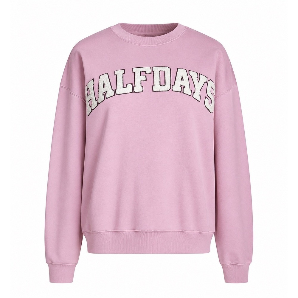 Halfdays Womens Ski Club Oversized Crewneck Sweatshirt Amethyst Purple XL New